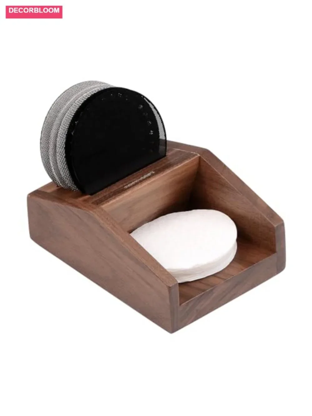Walnut Espresso Filter Holder Organizer Holds 5 Puck Screens